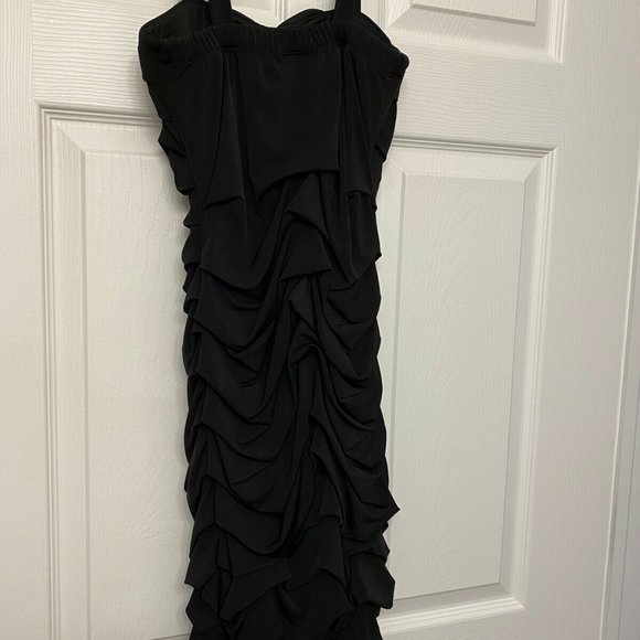 Black Spaghetti Strap Dress With Ruffles - Picture 3 of 3